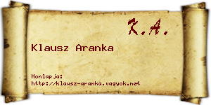 Klausz Aranka névjegykártya